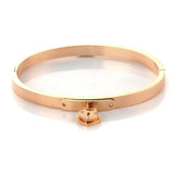 Heart Lock Love Rhinestone Bead Cuff Stainless Steel Bangles Bracelet