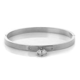 Heart Lock Love Rhinestone Bead Cuff Stainless Steel Bangles Bracelet