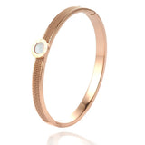 Hollow Rhinestone Stainless Steel Wristband Bracelet Roman numeral Cuff