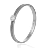 Hollow Rhinestone Stainless Steel Wristband Bracelet Roman numeral Cuff