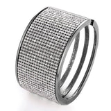 Rhinestone Gold-color Cuff Wristband Bangles for Women