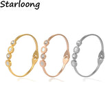 Rhinestone Beads Roman Numeral Cuff Stainless Steel Wristband Bangles