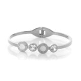 Rhinestone Beads Roman Numeral Cuff Stainless Steel Wristband Bangles