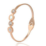 Rhinestone Beads Roman Numeral Cuff Stainless Steel Wristband Bangles