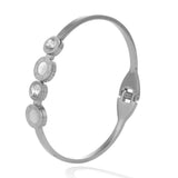 Rhinestone Beads Roman Numeral Cuff Stainless Steel Wristband Bangles