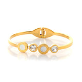 Rhinestone Beads Roman Numeral Cuff Stainless Steel Wristband Bangles