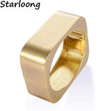 Square Drawing Alloy Gold-color Rhodium Cuff Wristband Bangles for Women