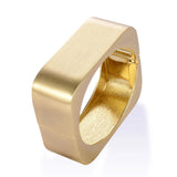Square Drawing Alloy Gold-color Rhodium Cuff Wristband Bangles for Women