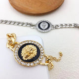 Punk Lion Head Charm Bracelet Zircon Chain Bangle