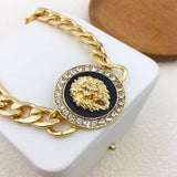 Punk Lion Head Charm Bracelet Zircon Chain Bangle