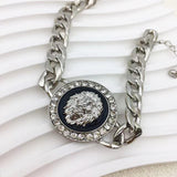 Punk Lion Head Charm Bracelet Zircon Chain Bangle