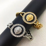Punk Lion Head Charm Bracelet Zircon Chain Bangle