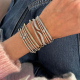 Punk Heart Tear CZ Silver Bracelet Bangle for Women Wedding