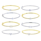 Punk Heart Tear CZ Silver Bracelet Bangle for Women Wedding