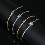 Punk Heart Tear CZ Silver Bracelet Bangle for Women Wedding
