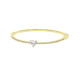 Punk Heart Tear CZ Silver Bracelet Bangle for Women Wedding