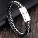 Punk Stainless Steel Chain Leather Bracelet Men Gift