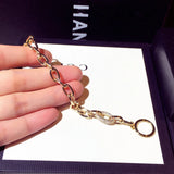 Punk Style Baroque Thick Bracelet 14K Real Gold for Lady