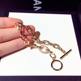 Punk Style Baroque Thick Bracelet 14K Real Gold for Lady