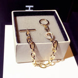Punk Style Baroque Thick Bracelet 14K Real Gold for Lady