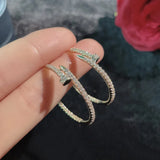 Punk Zircon Nails Hoop Earrings Ladies Circle Statement Party Banquet Jewelry
