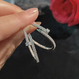 Punk Zircon Nails Hoop Earrings Ladies Circle Statement Party Banquet Jewelry
