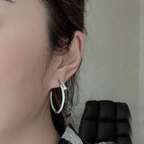 Punk Zircon Nails Hoop Earrings Ladies Circle Statement Party Banquet Jewelry