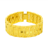 Personalized 24K Men's Bracelet Wide Plated Watch Chain Bangle
