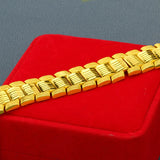 Personalized 24K Men's Bracelet Wide Plated Watch Chain Bangle