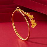 Pure 999 Peach Blossom Bracelets Jewelry for Women Adjustable Bangles Bracelets