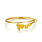 Pure 999 Peach Blossom Bracelets Jewelry for Women Adjustable Bangles Bracelets