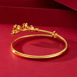 Pure 999 Peach Blossom Bracelets Jewelry for Women Adjustable Bangles Bracelets