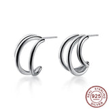 3 Thick Silver Earrings S925 Stud Bohemian Jewelry