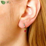 Purple Crystal Zircon Drop Earrings 925 Sterling Silver Classic Hoop Women's Jew