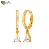 Purple Crystal Zircon Drop Earrings 925 Sterling Silver Classic Hoop Women's Jew