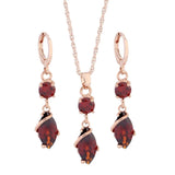Natural Zircon Earring Pendant Set 585 Rose Wedding Jewelry Set