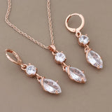 Natural Zircon Earring Pendant Set 585 Rose Wedding Jewelry Set