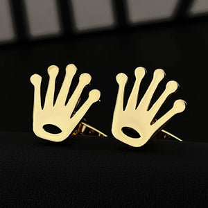 Crown Cufflinks Shirt Buckle Stainless Steel Wedding Grooms Set
