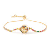Rainbow CZ Tree Of Life Bracelet Evil Eye Charms Chain Bracelets
