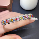 Rainbow Candy Tourmaline Bracelet Women's Silver Plated Colorful Bangle