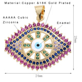 Rainbow CZ Evil Eye Pendant Hamsa Hand Charm for Necklace DIY
