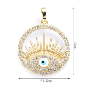 Rainbow CZ Evil Eye Pendant Hamsa Hand Charm for Necklace DIY