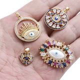 Rainbow CZ Evil Eye Pendant Hamsa Hand Charm for Necklace DIY