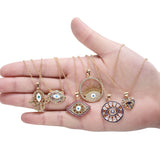 Rainbow CZ Evil Eye Pendant Hamsa Hand Charm for Necklace DIY