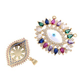 Rainbow CZ Evil Eye Pendant Hamsa Hand Charm for Necklace DIY