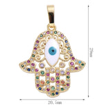 Rainbow CZ Evil Eye Pendant Hamsa Hand Charm for Necklace DIY