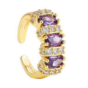 Rainbow Crystal Zircon Circle Rings CZ Open Finger Ring Engagement Wedding Gift