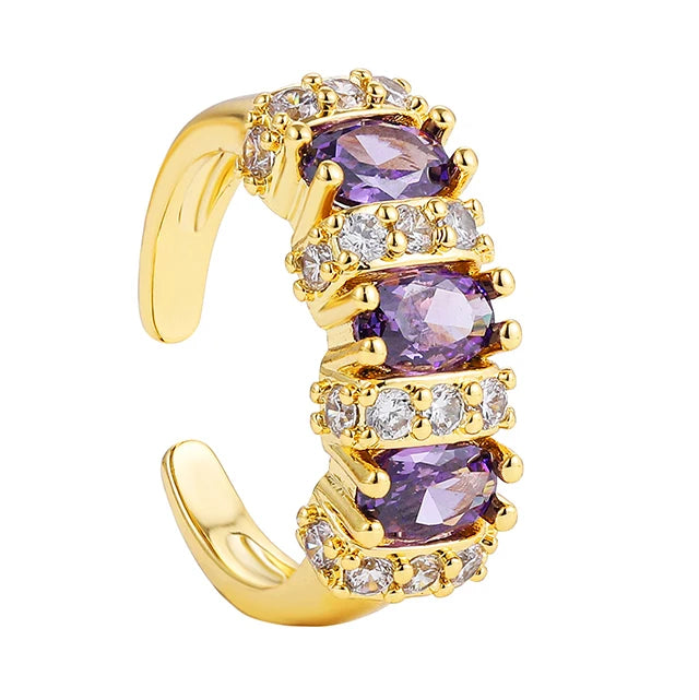 Rainbow Crystal Zircon Circle Rings CZ Open Finger Ring Engagement Wedding Gift