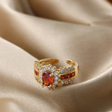 Rainbow Crystal Zircon Circle Rings CZ Open Finger Ring Engagement Wedding Gift
