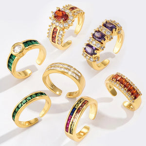 Rainbow Crystal Zircon Circle Rings CZ Open Finger Ring Engagement Wedding Gift